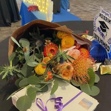 bouquet placed on a table